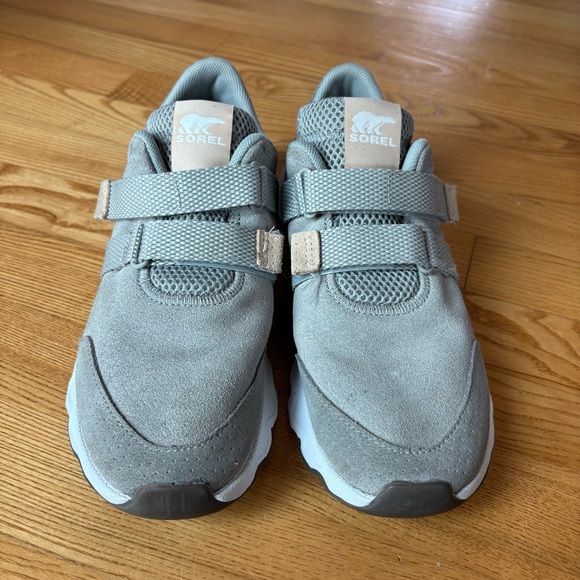 Sorel Kinetic Lite Strap Up Sneakers Shoes Dove Gray Tan Khaki Women's Size 8.5 - Picture 4 of 13